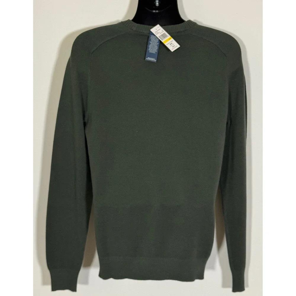 Original Penguin Men's Deep Forest Green Cotton Textured Crew Neck Sweater